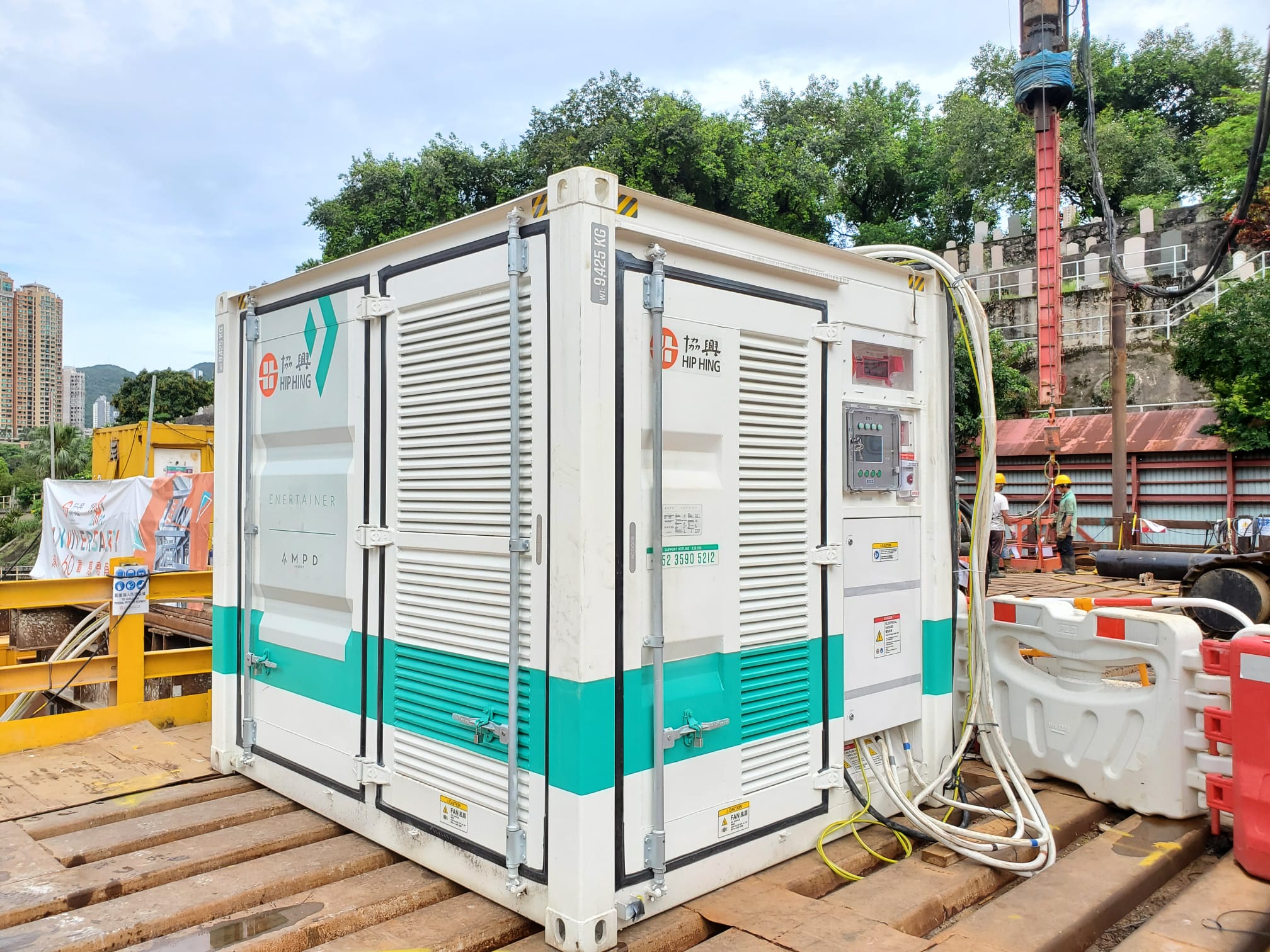 Traditional diesel generators have been replaced by a battery energy storage system, named Enertainers.